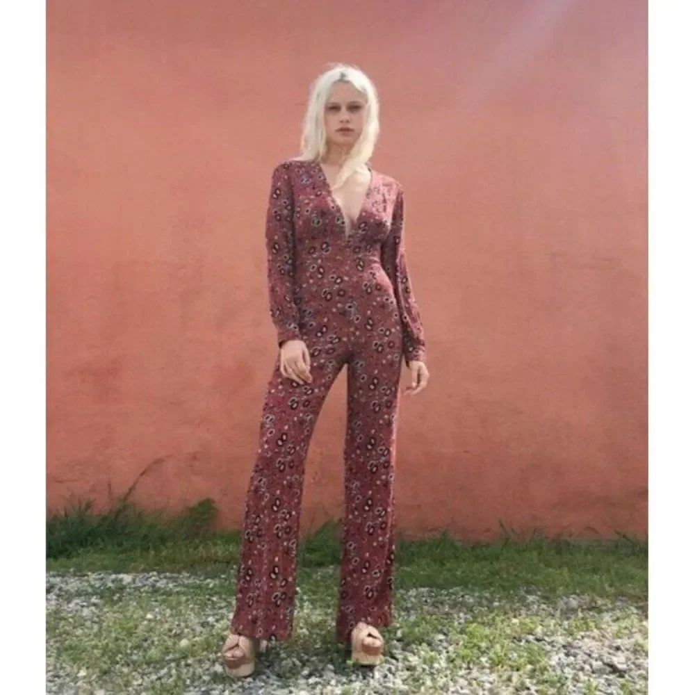 NWT FREE PEOPLE Sz 4 SOME LIKE IT HOT JUMPSUIT RUST COMBO $168